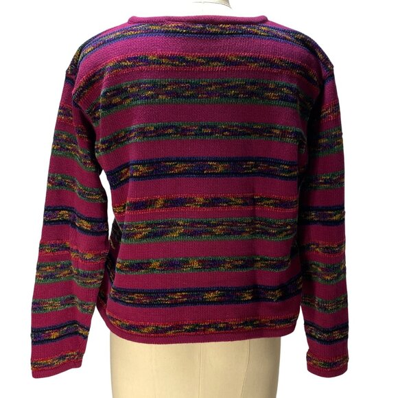 Lizwear Womens Multicolor Striped Knit Sweater S Holiday Christmas - Picture 4 of 9